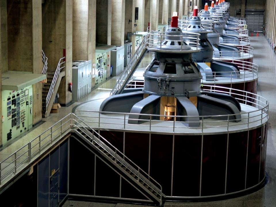 big corridor in a power plant facility 