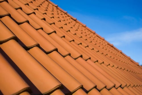 close-up of waterproof roof tiles