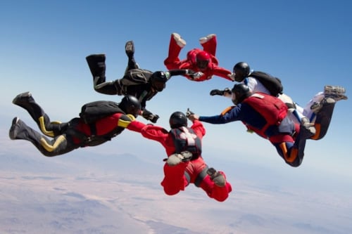 People are skydiving