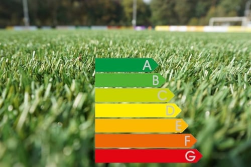 Football field with energy label