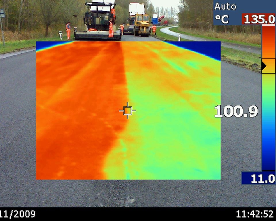 Thermocamera bij aanleg asfaltverharding
