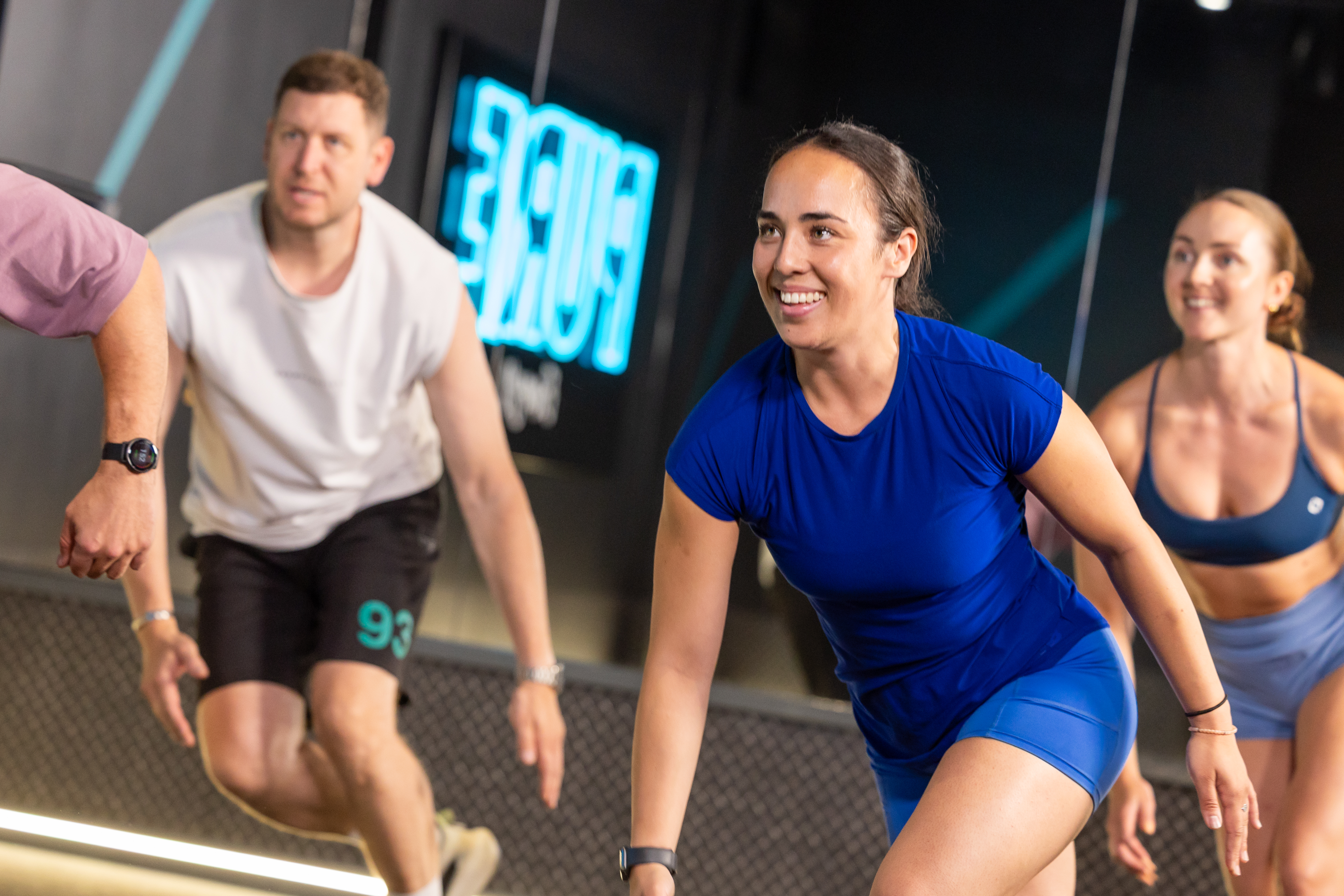 People at the gym training