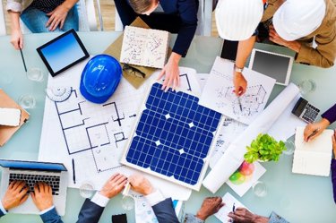 Architects reviewing building materials with a sustainability report featuring LCA and EPD data